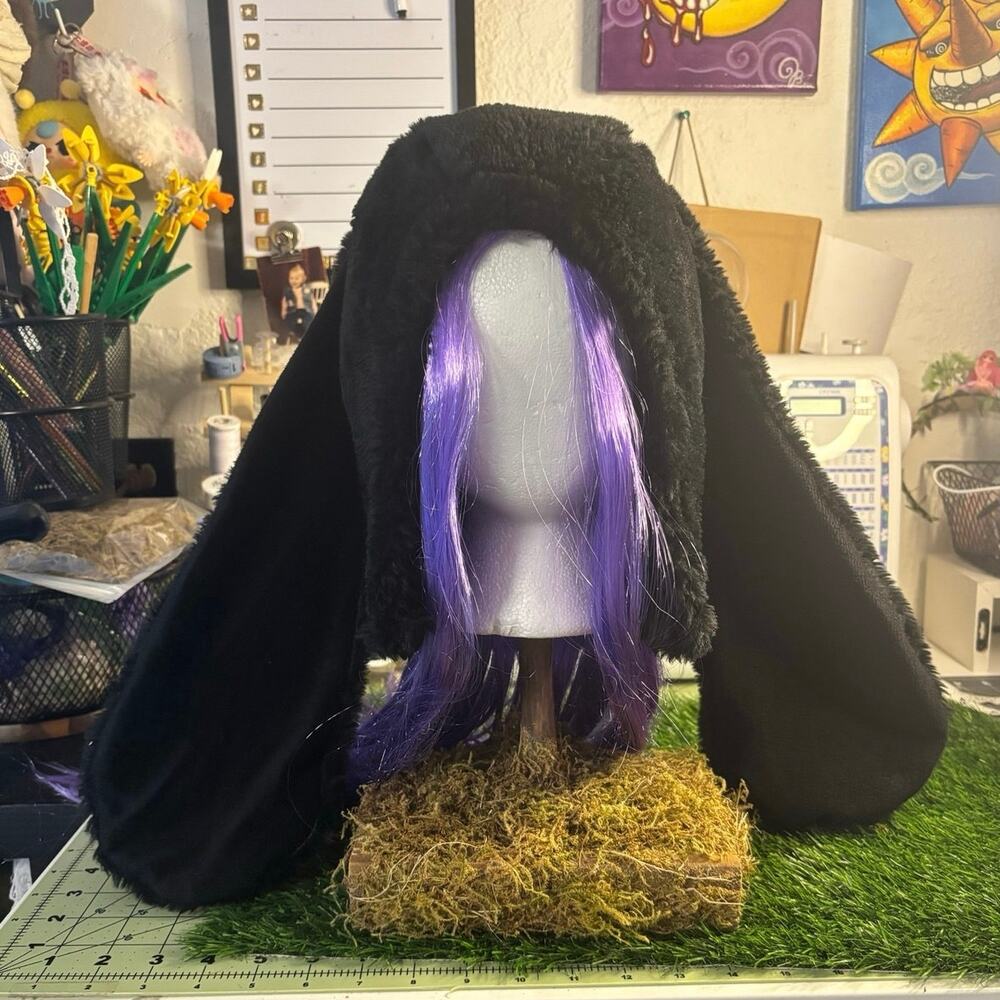 Handmade by me - One of a kind bunny hat black